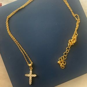 Diamond cross Necklace gold plated